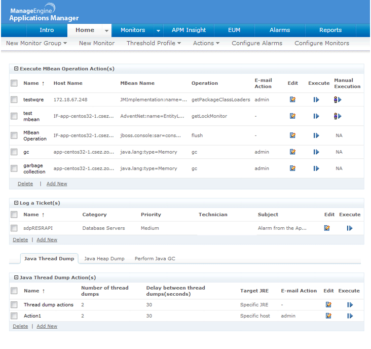 JMX Monitoring ManageEngine Applications Manager