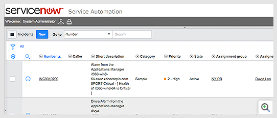 将 Applications Manager 连接到 ServiceNow