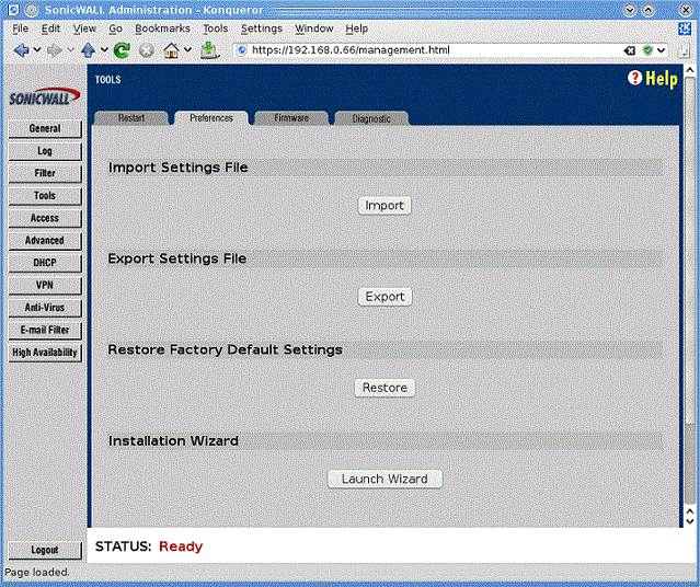 Import old SonicWALL Configuration