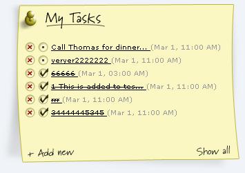 My Tasks note