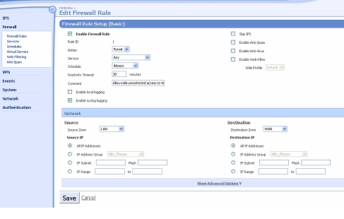 3Com - Edit Firewall Rule