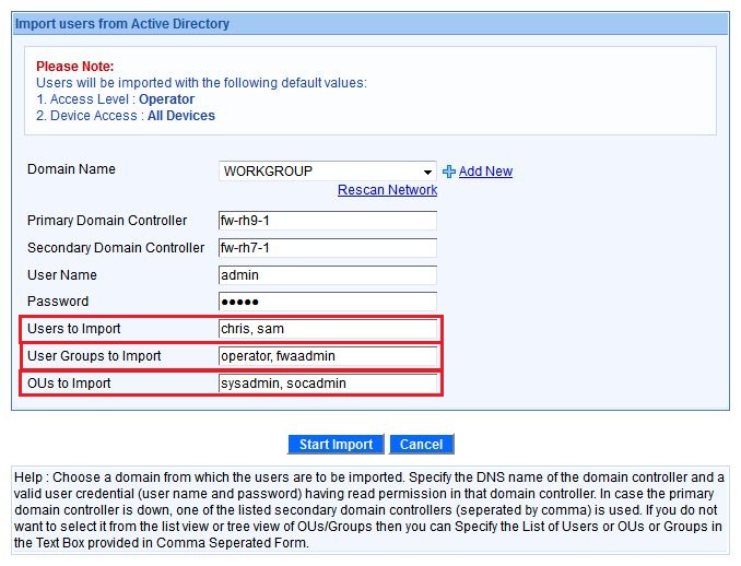 Import specific users from Active Directory