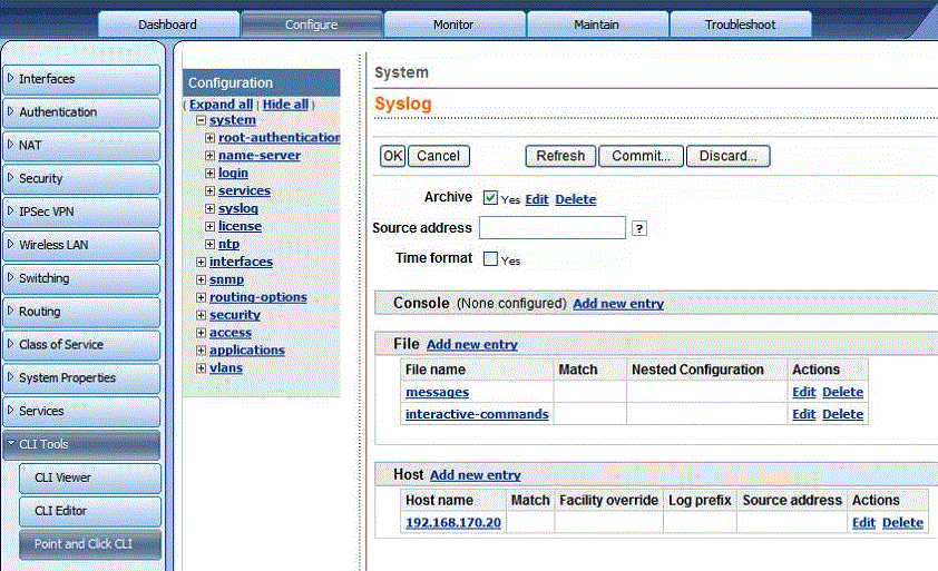 Juniper SRX Firewall Syslog Server Configuration