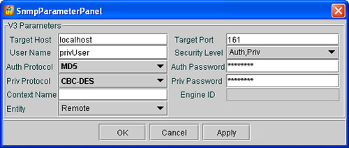 SNMP Parameter Panel